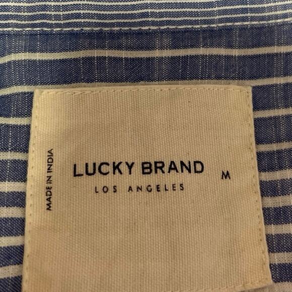 Lucky Brand Women's Blue White Striped Colorblock Button Down Shirt Top Size M - Picture 3 of 4